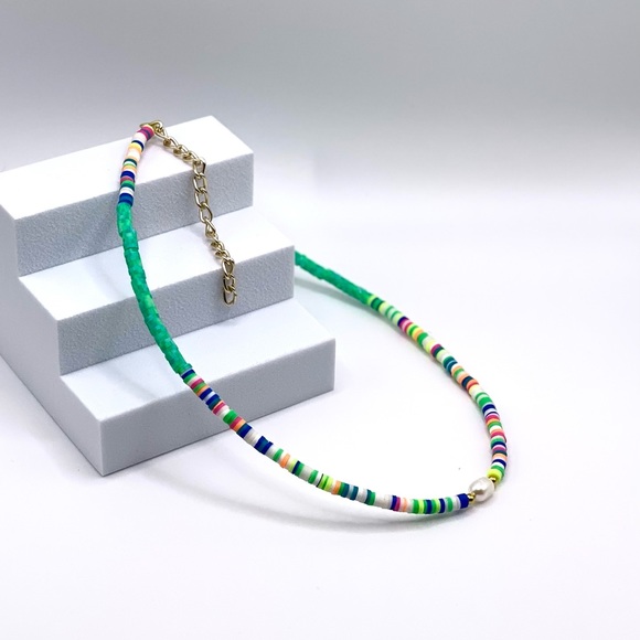 NEW…Heishi Beaded With Freshwater Pearl Necklace - Picture 4 of 12